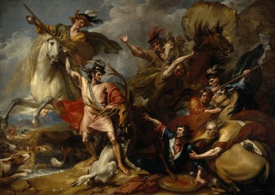 Alexander III of Scotland Rescued from the Fury of a Stag by the Intrepidity of Colin Fitzgerald (The Death of the Stag) by Benjamin West